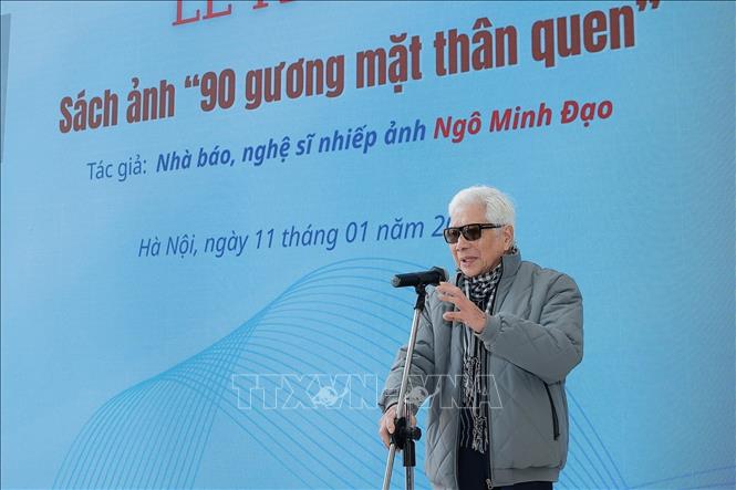 Nhà báo Đinh Quang Thành, nguyên phóng viên Thông tấn xã Việt Nam phát biểu. Ảnh: Minh Quyết –TTXVN