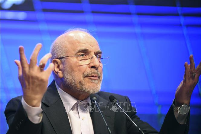 (Tư liệu) Chủ tịch Quốc hội Iran Mohammad Bagher Ghalibaf phát biểu tại Tehran. Ảnh: THX/TTXVN