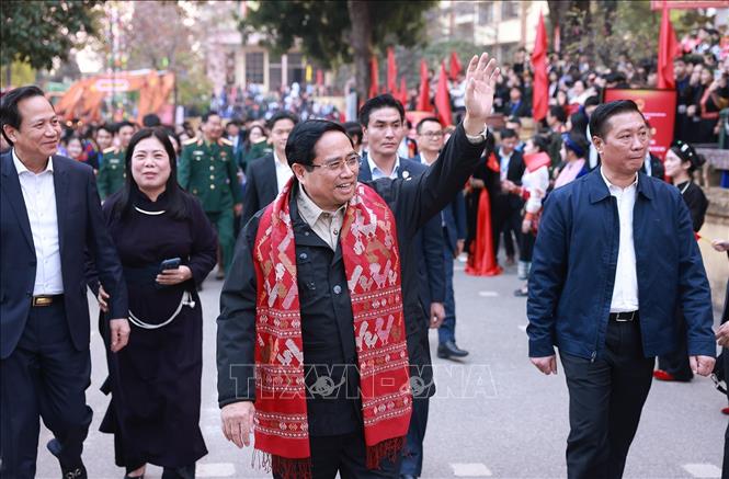 Thủ tướng Phạm Minh Chính dự lễ khởi công Dự án đầu tư cơ sở vật chất cho trường phổ thông vùng cao Việt Bắc, Thái Nguyên. Ảnh: Dương Giang-TTXVN 