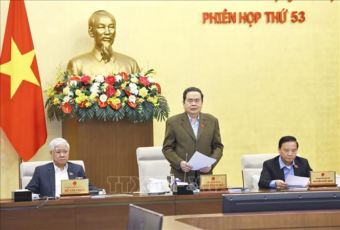 Chủ tịch Quốc hội Trần Thanh Mẫn phát biểu khai mạc phiên họp. Ảnh: Doãn Tấn - TTXVN