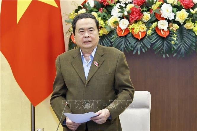 Chủ tịch Quốc hội Trần Thanh Mẫn phát biểu khai mạc phiên họp. Ảnh: Doãn Tấn - TTXVN