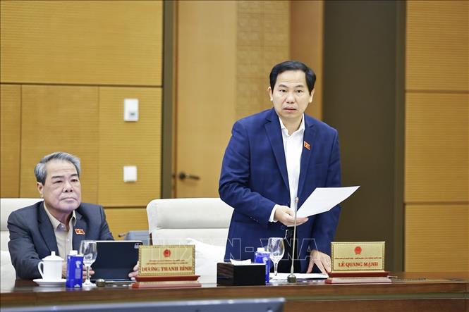 Tổng thư ký Quốc hội, Chủ nhiệm Văn phòng Quốc hội Lê Quang Mạnh phát biểu. Ảnh: Doãn Tấn - TTXVN