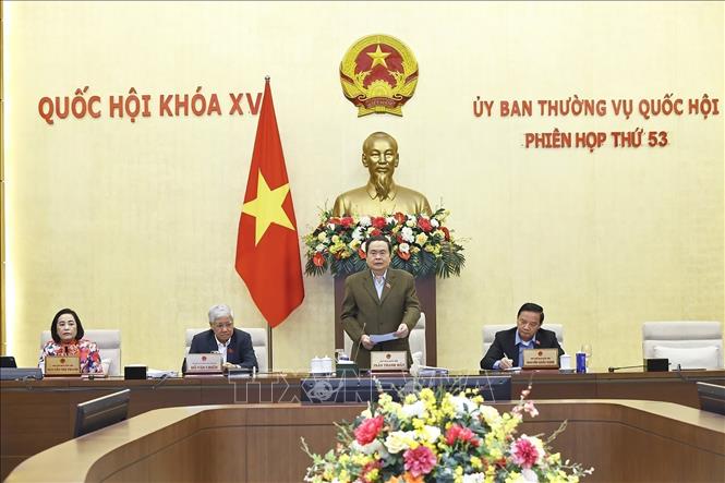 NA Chairman Tran Thanh Man opens the session. VNA Photo: Doãn Tấn 