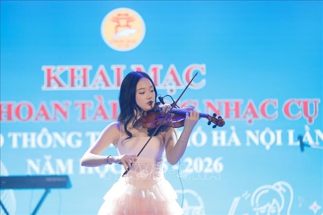 Phần thi của thí sinh Trương Bảo Anh, trường THPT Everest. Ảnh: Minh Quyết - TTXVN
