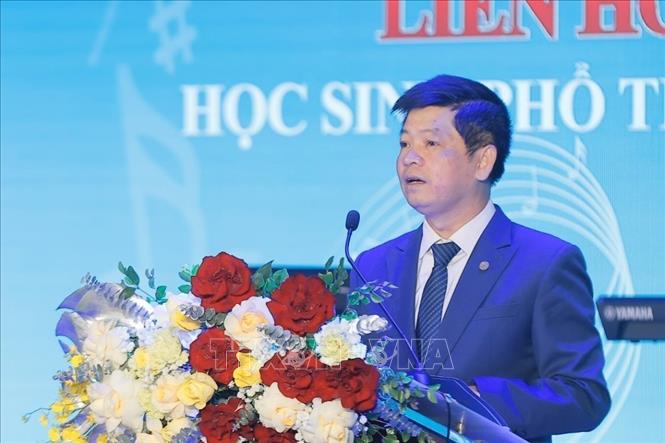 Ông Phạm Quốc Toản, Phó Giám đốc phụ trách Sở Giáo dục và Đào tạo Hà Nội phát biểu khai mạc. Ảnh: Minh Quyết - TTXVN