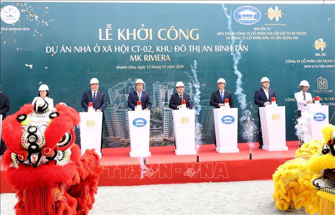 Nghi thức động thổ tại dự án Khu đô thị An Bình Tân, phường Nam Nha Trang. Ảnh: Đặng Tuấn –TTXVN