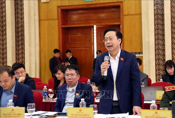 Phó Chủ nhiệm Ủy ban Công tác đại biểu Nguyễn Đại Thắng phát biểu tại Hội nghị. Ảnh: Tá Chuyên - TTXVN