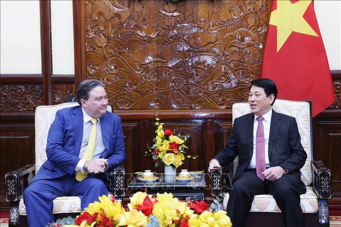 Chủ tịch nước Lương Cường tiếp Đại sứ Hoa Kỳ tại Việt Nam Marc Knapper. Ảnh: Lâm Khánh - TTXVN