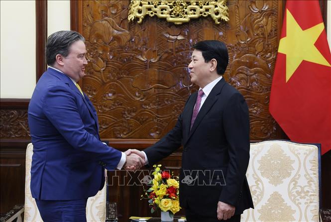 Chủ tịch nước Lương Cường tiếp Đại sứ Hoa Kỳ tại Việt Nam Marc Knapper. Ảnh: Lâm Khánh - TTXVN