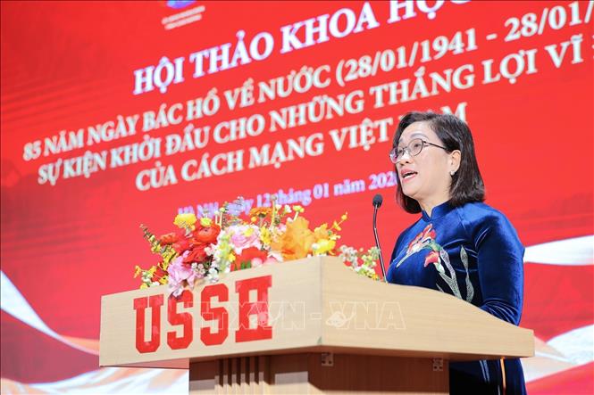 Đ/c Đinh Thị Mai, Phó Trưởng Ban Tuyên giáo và Dân vận Trung ương phát biểu chỉ đạo tại Hội thảo. Ảnh: Lê Đông - TTXVN