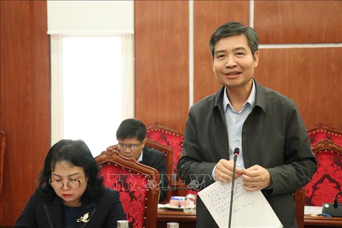 Ông Tạ Anh Tuấn, Chủ tịch UBND tỉnh Đắk Lắk phát biểu tại buổi làm việc. Ảnh: Tuấn Anh – TTXVN