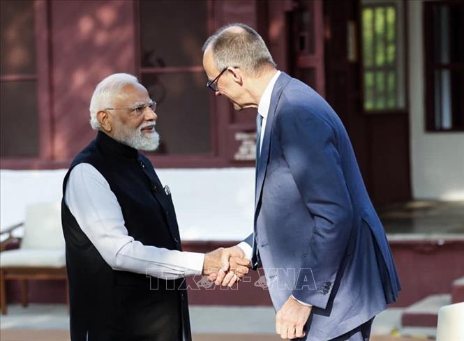 Thủ tướng Ấn Độ Narendra Modi và Thủ tướng Đức Friedrich Merz tại Ahmedabad, Ấn Độ, ngày 12/1/2026. Ảnh: ANI/TTXVN
