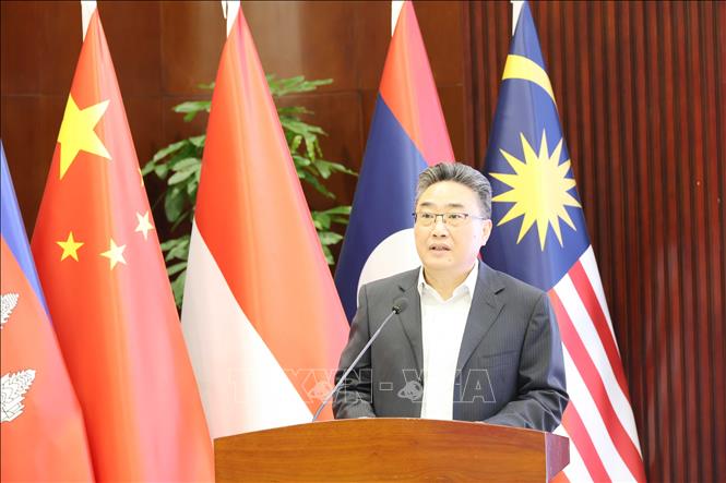 Tổng Thư ký Trung tâm Trung Quốc – ASEAN Sử Trung Tuấn phát biểu tại sự kiện. Ảnh: Công Tuyên-PV TTXVN tại Trung Quốc