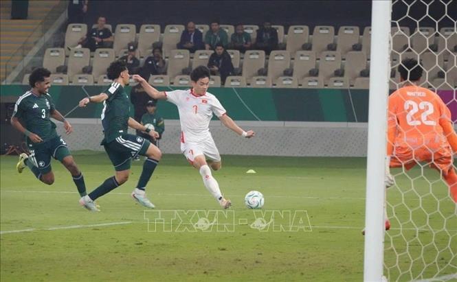 Đình Bắc ghi bàn mở tỷ số cho U23 Việt Nam. Ảnh: Nguồn AFC/TTXVN phát