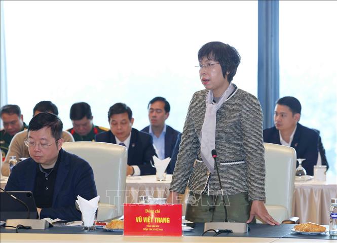 Tổng Giám đốc Thông tấn xã Việt Nam Vũ Việt Trang phát biểu. Ảnh: Phương Hoa – TTXVN