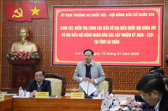 Bí thư Tỉnh uỷ Lai Châu Lê Minh Ngân phát biểu tại hội nghị. Ảnh: Nguyễn Oanh-TTXVN