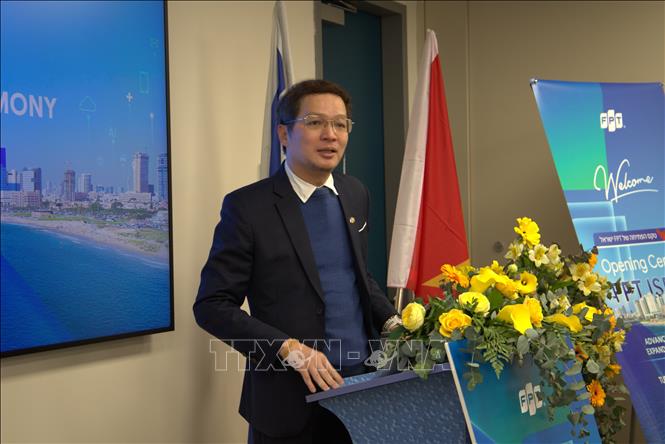 Ông Trần Đăng Hòa, Chủ tịch FPT IS thuộc Tập đoàn FPT phát biểu. Ảnh: Thanh Bình - PV TTXVN tại Israel