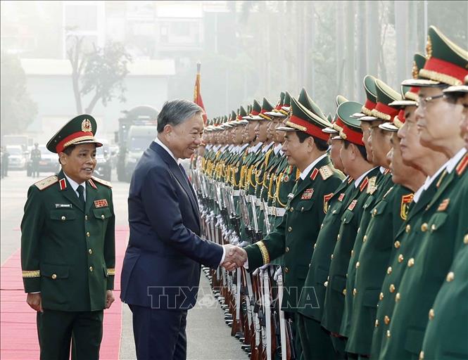 Tổng Bí thư Tô Lâm và các đại biểu đến dự buổi lễ. Ảnh: Thống Nhất – TTXVN