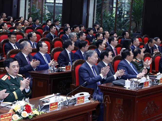 Tổng Bí thư Tô Lâm và các đại biểu tại buổi lễ. Ảnh: Thống Nhất – TTXVN