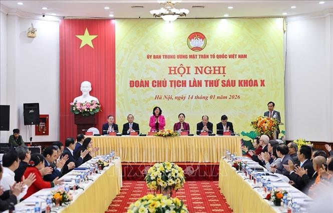 Quang cảnh Hội nghị Đoàn Chủ tịch Ủy ban Trung ương MTTQ Việt Nam lần thứ Sáu khóa X. Ảnh: Minh Đức – TTXVN
