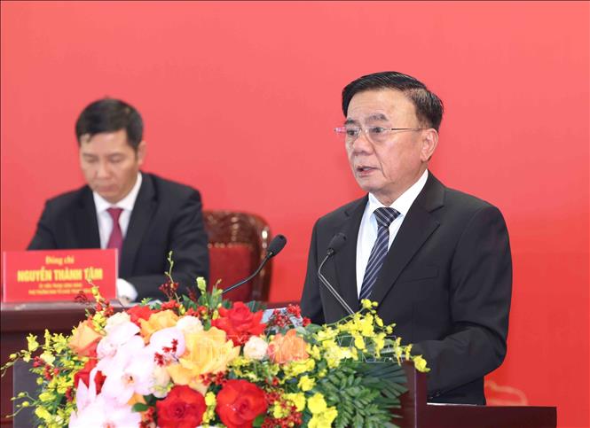 Thường trực Ban Bí thư Trần Cẩm Tú phát biểu tại Họp báo quốc tế về Đại hội XIV của Đảng. Ảnh: Phương Hoa - TTXVN