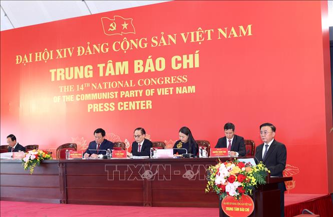 Thường trực Ban Bí thư Trần Cẩm Tú phát biểu tại Họp báo quốc tế về Đại hội XIV của Đảng. Ảnh: Phương Hoa - TTXVN