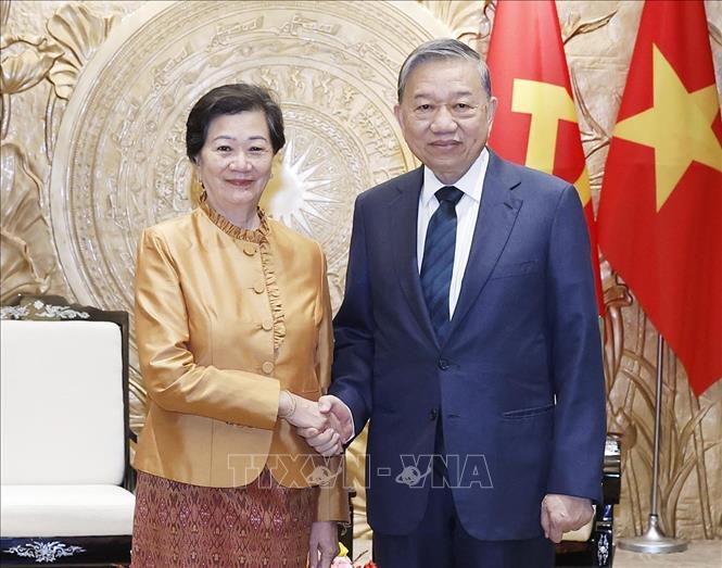Tổng Bí thư Tô Lâm tiếp Đại sứ Vương quốc Campuchia tại Việt Nam Chea Kimtha. Ảnh: Thống Nhất - TTXVN