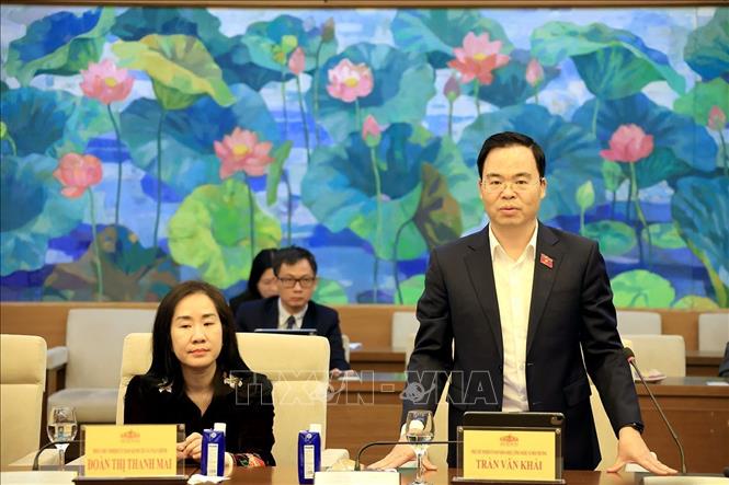 Phó Chủ nhiệm Ủy ban Khoa học, Công nghệ và Môi trường của Quốc hội Trần Văn Khải phát biểu. Ảnh: Tuấn Anh - TTXVN