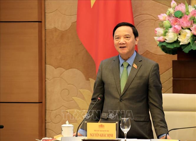 Phó Chủ tịch Quốc hội Nguyễn Khắc Định phát biểu. Ảnh: Tuấn Anh - TTXVN
