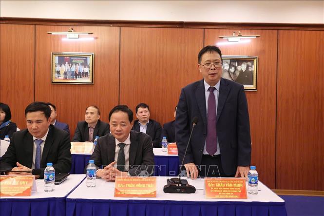 Giáo sư, Viện sĩ Châu Văn Minh, Ủy viên Trung ương Đảng, Chủ tịch Viện Hàn lâm Khoa học và Công nghệ Việt Nam phát biểu. Ảnh: Quyết Chiến - TTXVN