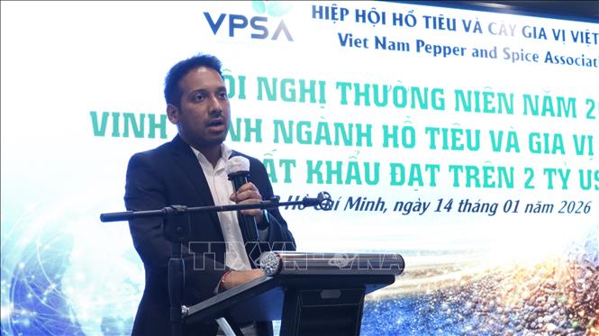 Đại diện Công ty Olam Việt Nam chia sẻ tại hội nghị. Ảnh: Xuân Anh -TTXVN