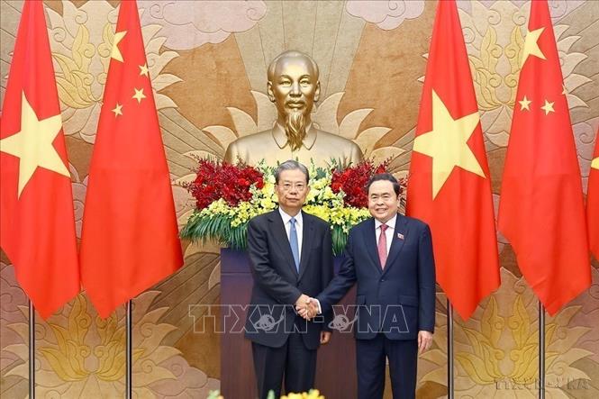 Chủ tịch Quốc hội Trần Thanh Mẫn tiếp đồng chí Triệu Lạc Tế, Ủy viên Thường vụ Bộ Chính trị Trung ương ĐCS Trung Quốc, Ủy viên trưởng Ủy ban Thường vụ Đại hội Đại biểu Nhân dân toàn quốc (Nhân đại) nước CHND Trung Hoa sang dự Lễ kỷ niệm 80 năm Quốc khánh Việt Nam 2/9 và đồng chủ trì Phiên họp lần thứ nhất Ủy ban hợp tác giữa Quốc hội Việt Nam và Nhân đại toàn quốc Trung Quốc (8/2025). Ảnh: Doãn Tấn - TTXVN