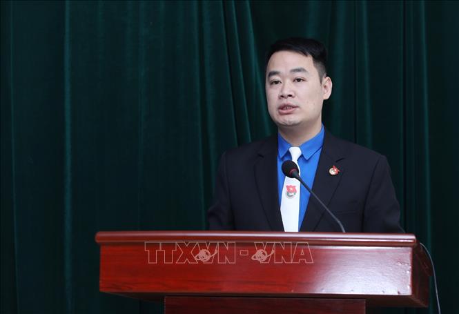 Phó Chủ tịch Ủy ban MTTQ Việt Nam tỉnh Lạng Sơn Đoàn Thành Công, Bí thư Tỉnh đoàn, Chủ tịch Hội LHTN Việt Nam tỉnh Lạng Sơn phát biểu khai mạc Hội nghị. Ảnh: Anh Tuấn – TTXVN 