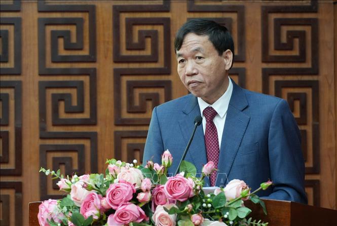 Chủ tịch UBND tỉnh Điện Biên Lê Văn Lương phát biểu tại Hội nghị. Ảnh: Trung Kiên - TTXVN