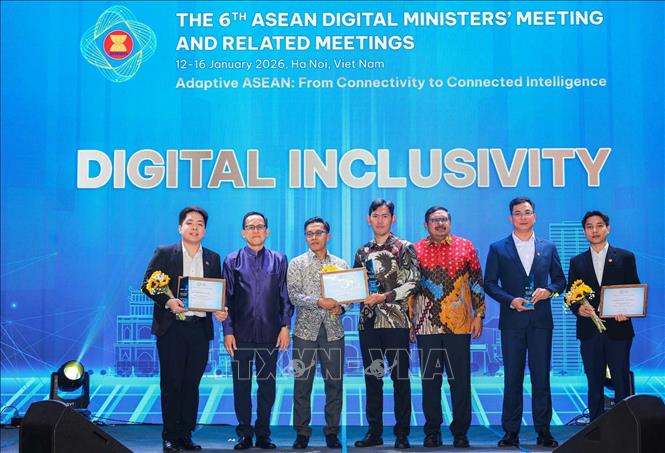 Trao giải hạng mục Hòa nhập số/Công bằng kỹ thuật số ((Digital inclusivity) - Giải thưởng Số ASEAN 2026. Ảnh: Hoàng Hiếu - TTXVN