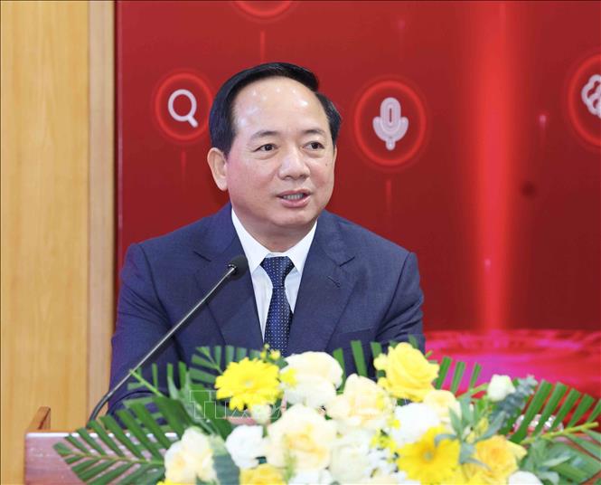 Đồng chí Trịnh Văn Quyết, Bí thư Trung ương Đảng, Trưởng Ban Tuyên giáo và Dân vận Trung ương phát biểu tại buổi lễ. Ảnh: Phương Hoa - TTXVN