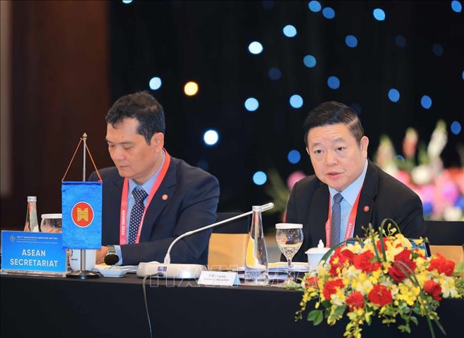 Tổng Thư ký ASEAN Kao Kim Hourn phát biểu. Ảnh: Hoàng Hiếu - TTXVN