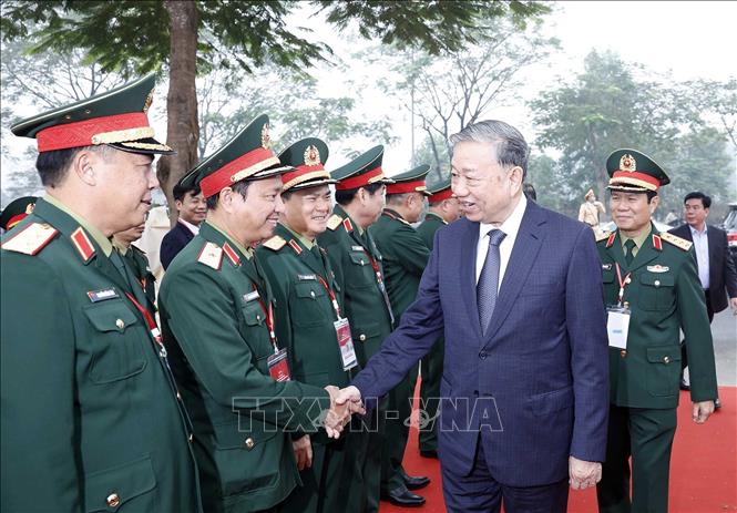 Tổng Bí thư Tô Lâm đến dự Lễ khởi công Nhà máy chế tạo chip bán dẫn công nghệ cao. Ảnh: Thống Nhất - TTXVN