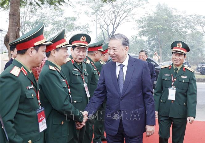 Tổng Bí thư Tô Lâm đến dự Lễ khởi công Nhà máy chế tạo chip bán dẫn công nghệ cao. Ảnh: Thống Nhất - TTXVN