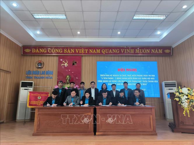 Các đơn vị ký giao ước thi đua năm 2026. Ảnh: Khiếu Tư - TTXVN