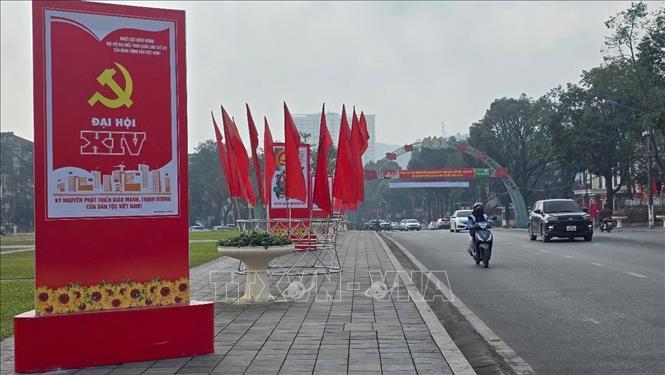 Phường biên giới Lào Cai đón chào Đại hội. Ảnh: Hương Thu - TTXVN 