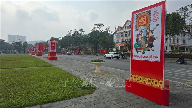 Phường biên giới Lào Cai đón chào Đại hội. Ảnh: Hương Thu - TTXVN 