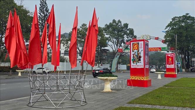 Phường biên giới Lào Cai đón chào Đại hội. Ảnh: Hương Thu - TTXVN 