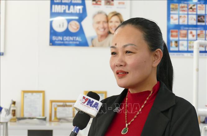Nguyen Thi Hao, Deputy General Director of Thang Long Global Import-Export Trading Company, gives an interview to Vietnam News Agency. VNA Photo: Xuân Tú