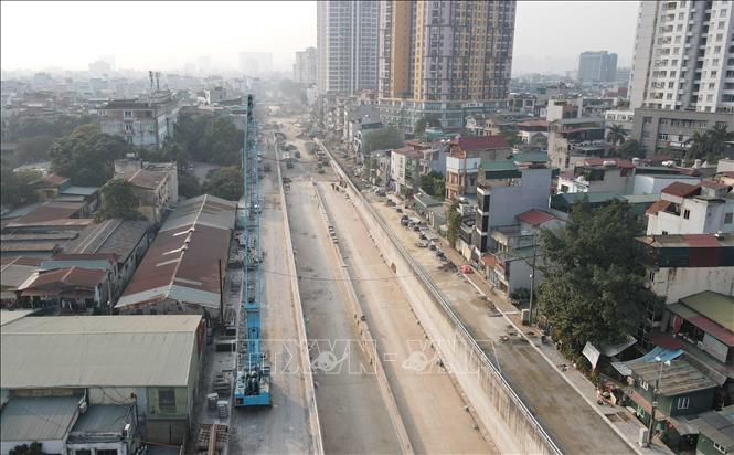 Nhà thầu phấn đấu đầu 2026 sẽ cơ bản hoàn thiện công trình nút giao ngầm này. Ảnh: Nguyễn Thắng - TTXVN
