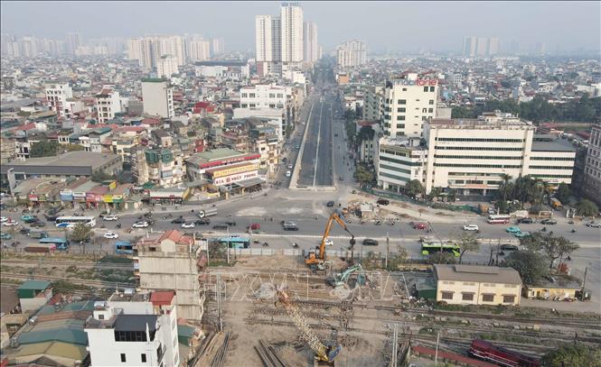 Khi đưa vào khai thác, dự án sẽ góp phần giảm thiểu ùn tắc, nâng cao khả năng lưu thông và kết nối ở vị trí cửa ngõ phía Nam Thủ đô. Ảnh: Nguyễn Thắng - TTXVN
