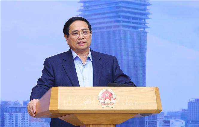 Prime Minister Pham Minh Chinh speaks at the meeting. VNA Photo: Dương Giang 