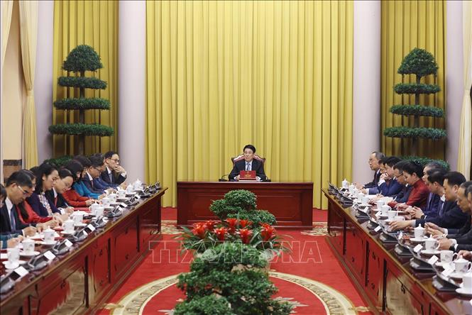 Chủ tịch nước Lương Cường phát biểu chỉ đạo. Ảnh: Lâm Khánh - TTXVN