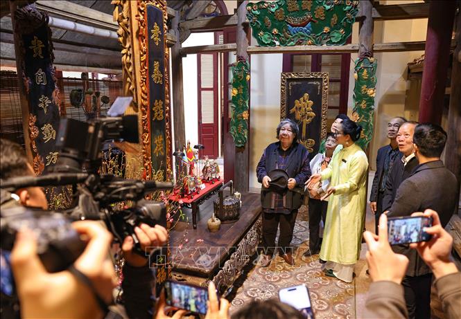Di tích số 22 Hàng Buồm lần đầu tiên được lựa chọn để tái hiện không gian Tết và chợ Tết vùng đồng bằng Bắc Bộ. Ảnh: Thanh Tùng - TTXVN