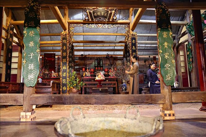 Di tích số 22 Hàng Buồm lần đầu tiên được lựa chọn để tái hiện không gian Tết và chợ Tết vùng đồng bằng Bắc Bộ. Ảnh: Thanh Tùng - TTXVN